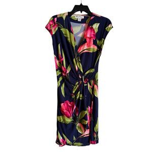 Tommy Bahama Clara Lavish Blooms Faux Wrap Dress Size Small Blue Floral
